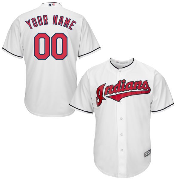 Youth Cleveland Indians Majestic White Custom Cool Base MLB Jersey